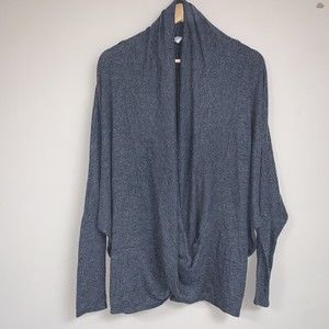 Gray Drapy Oversized Cardigan Sweater Women's L Flowy Cozy Soft Spring Lagenlook